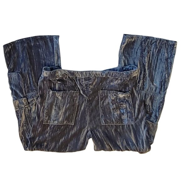 Pretty Garbage Griseta Velvet Burnout Cargo Wide Leg Baggy Pants in Olive Green - Picture 5 of 13